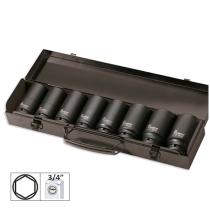 Jbm 52347 - SET DE 8 VASOS DE IMPACTO HEXAGONALES 3/4"