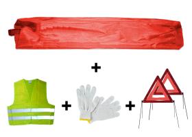 Jbm 53176 - KIT EMERGENCIA BOLSA ROJA MINI+2TRIANGULOS+CHALECO+GUANTES