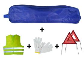 Jbm 53181 - KIT EMERGENCIA BOLSA AZUL RIBETE+2TRIANGULOS+CHALECO+GUANTES