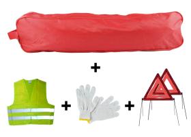 Jbm 53184 - KIT EMERGENCIA BOLSA ROJA RIBETE+2TRIANGULOS+CHALECO+GUANTES